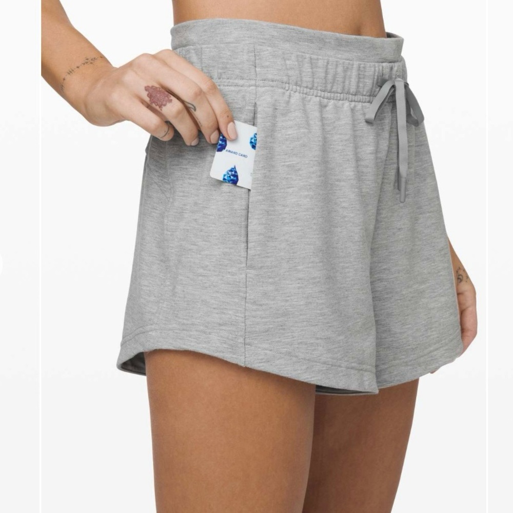 Lululemon Inner Glow 3” Shorts *Modal Heathered Core Light Grey 🩶 Women’s size 6 - Picture 3 of 16